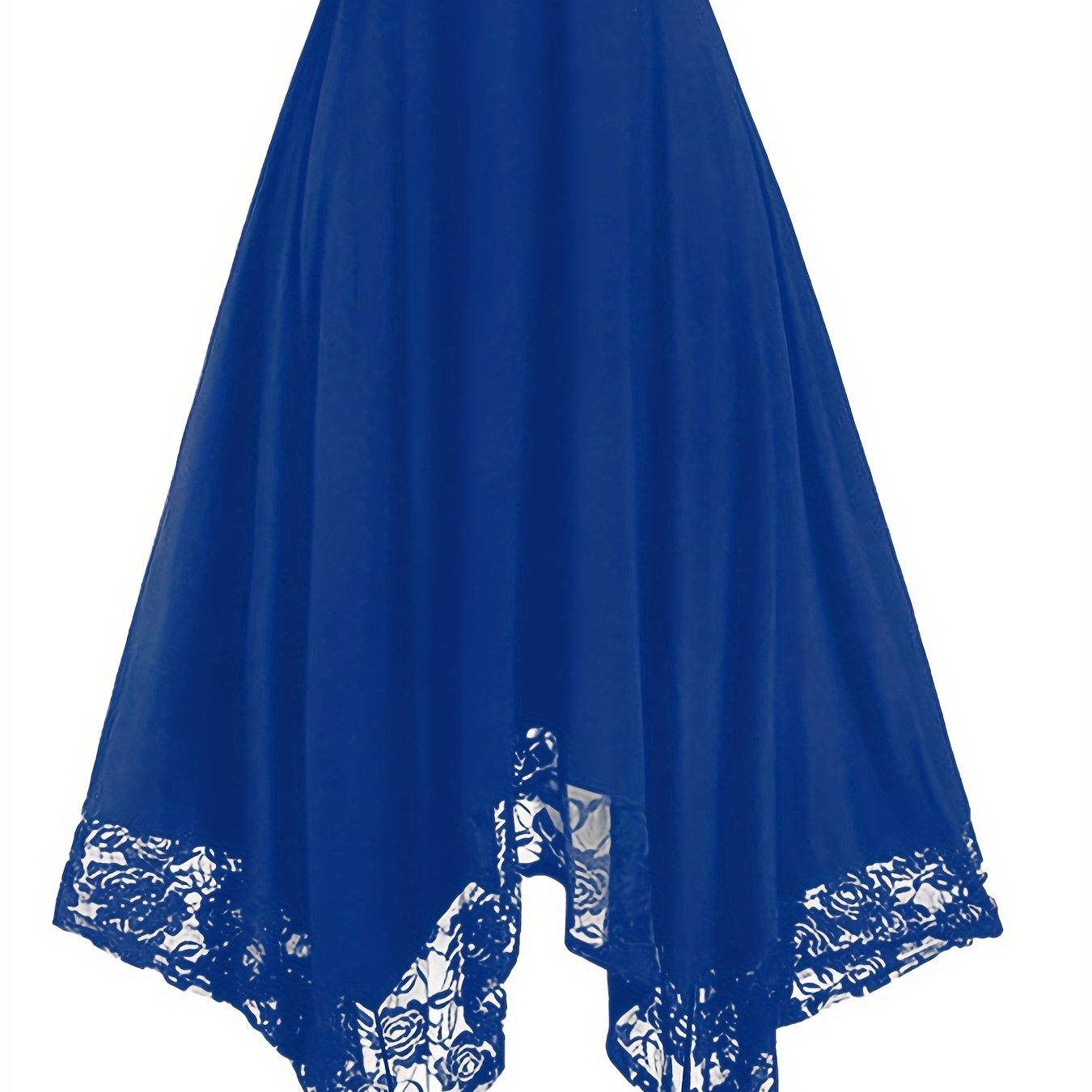 Women's Plus Size Floral Lace Stitching Swing Skirt High Waist Spring Summer