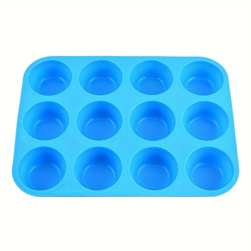 12-Cup Silicone Muffin Pan Non-Stick Baking Mold for Muffins Bread and Baked Goods
