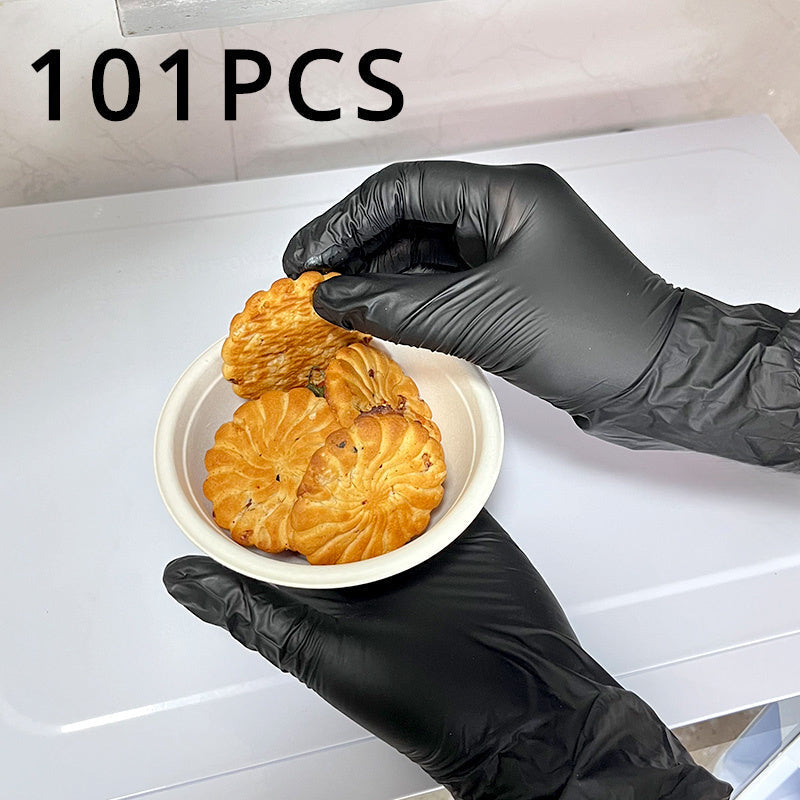 Black Disposable Gloves 101 Pieces, Powder-Free, Food Handling and Cleaning