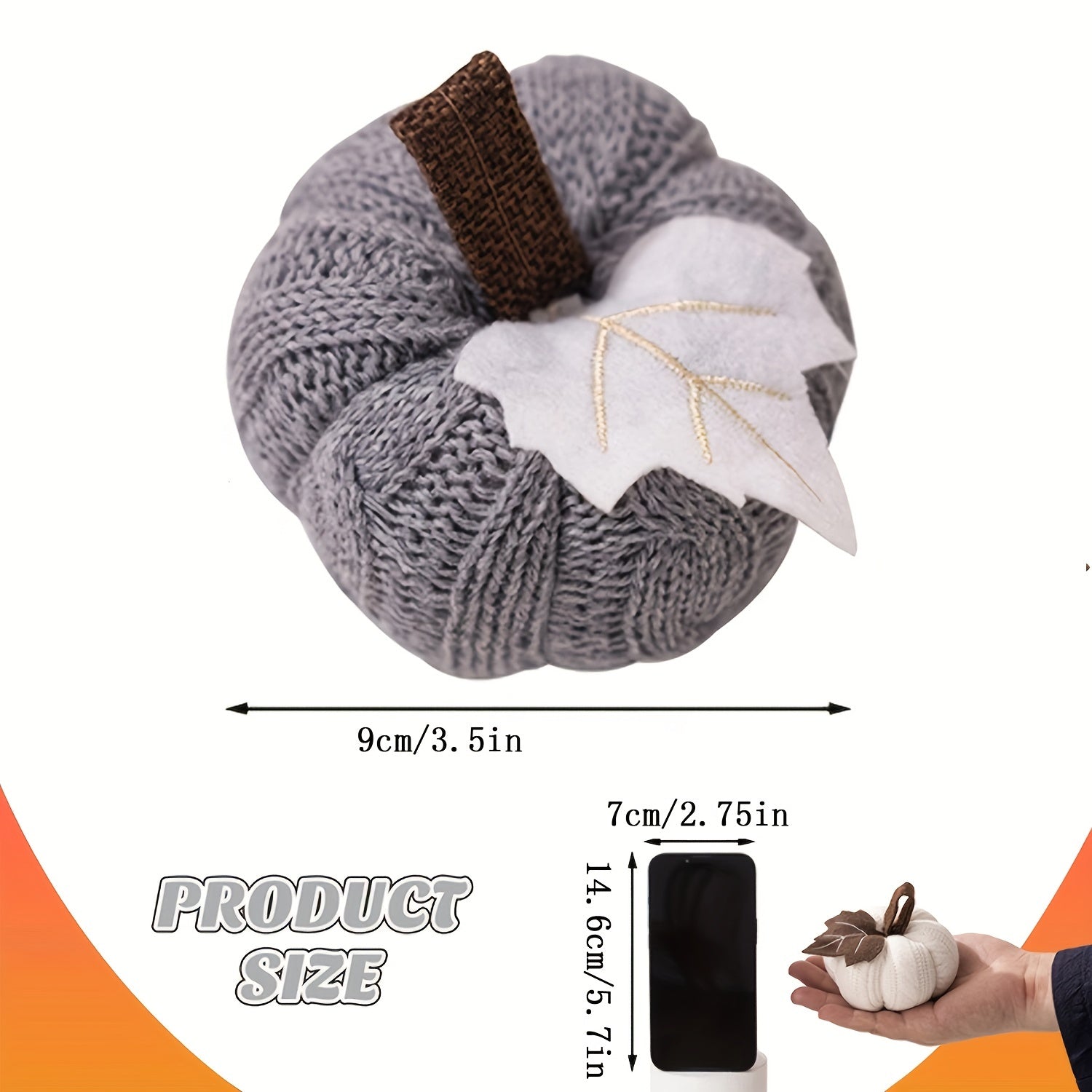 Set of 3 Knitted Fabric Pumpkin Tabletop Decor for Fall and Thanksgiving