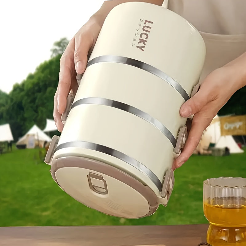 Insulated Stainless Steel Lunch Box with Lid and Handle Leak-Proof Thermal Food Container for School Office Camping