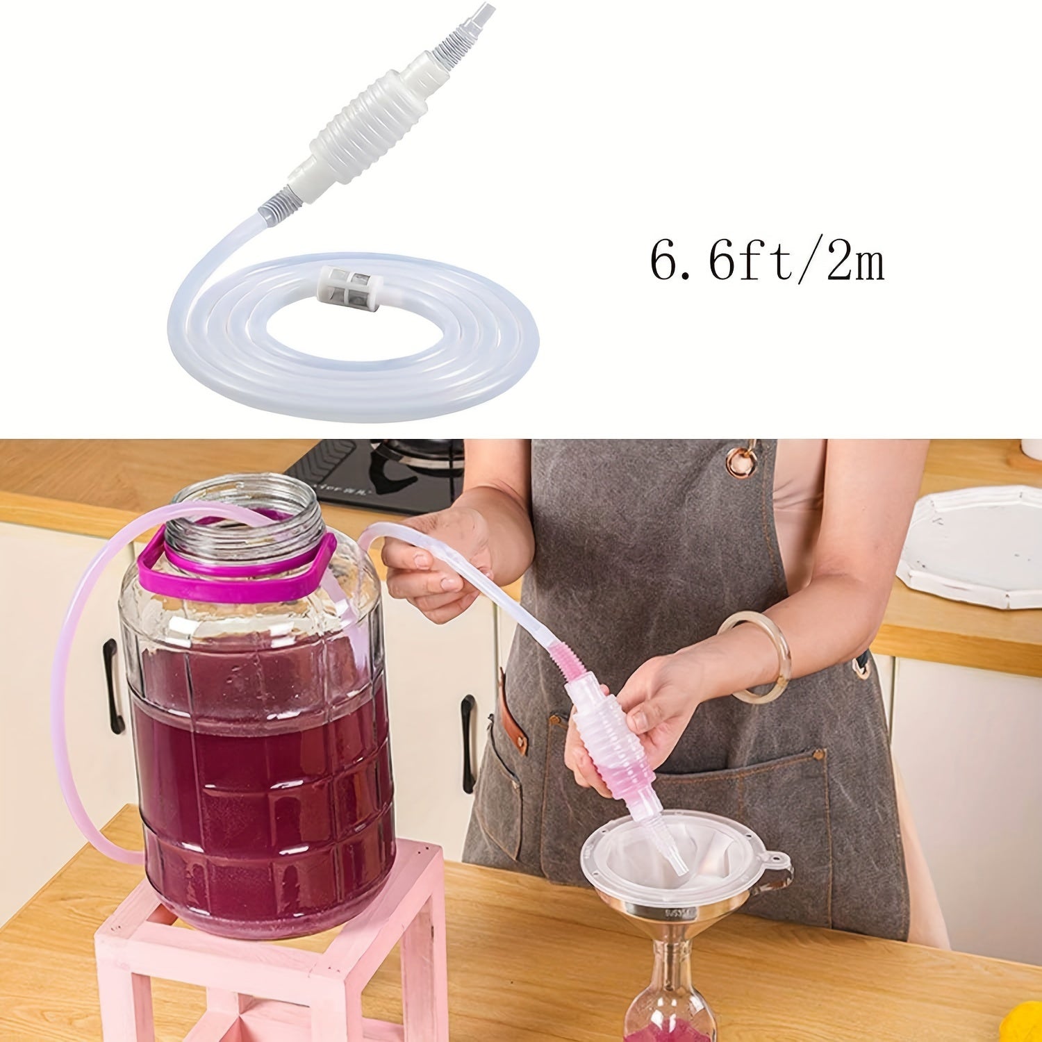 Plastic Wine Siphon Filter with Hose Clip for Home Winemaking and Brewing