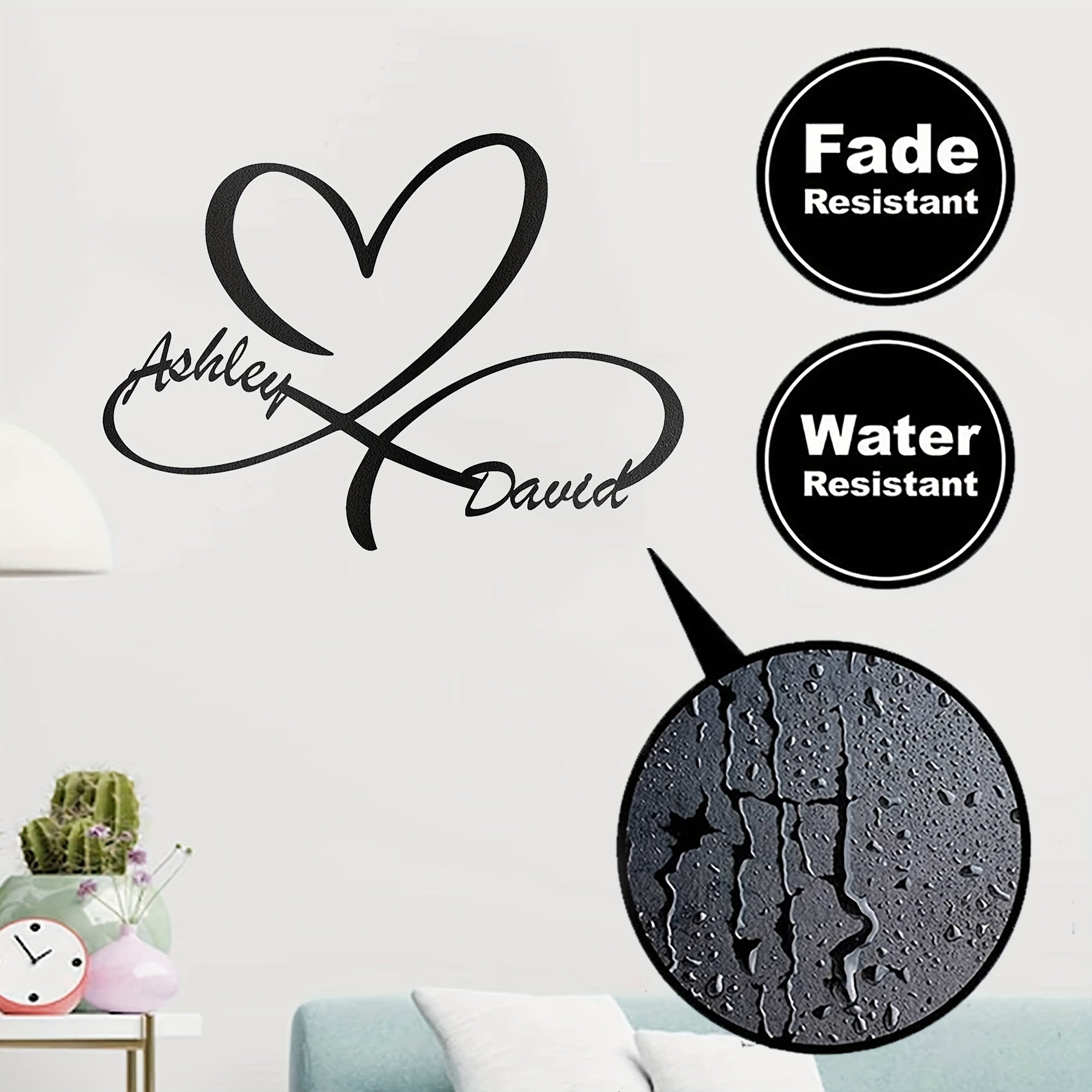Metal Wall Art Heart Shape Customizable Monogram for Wedding or Couple Gift