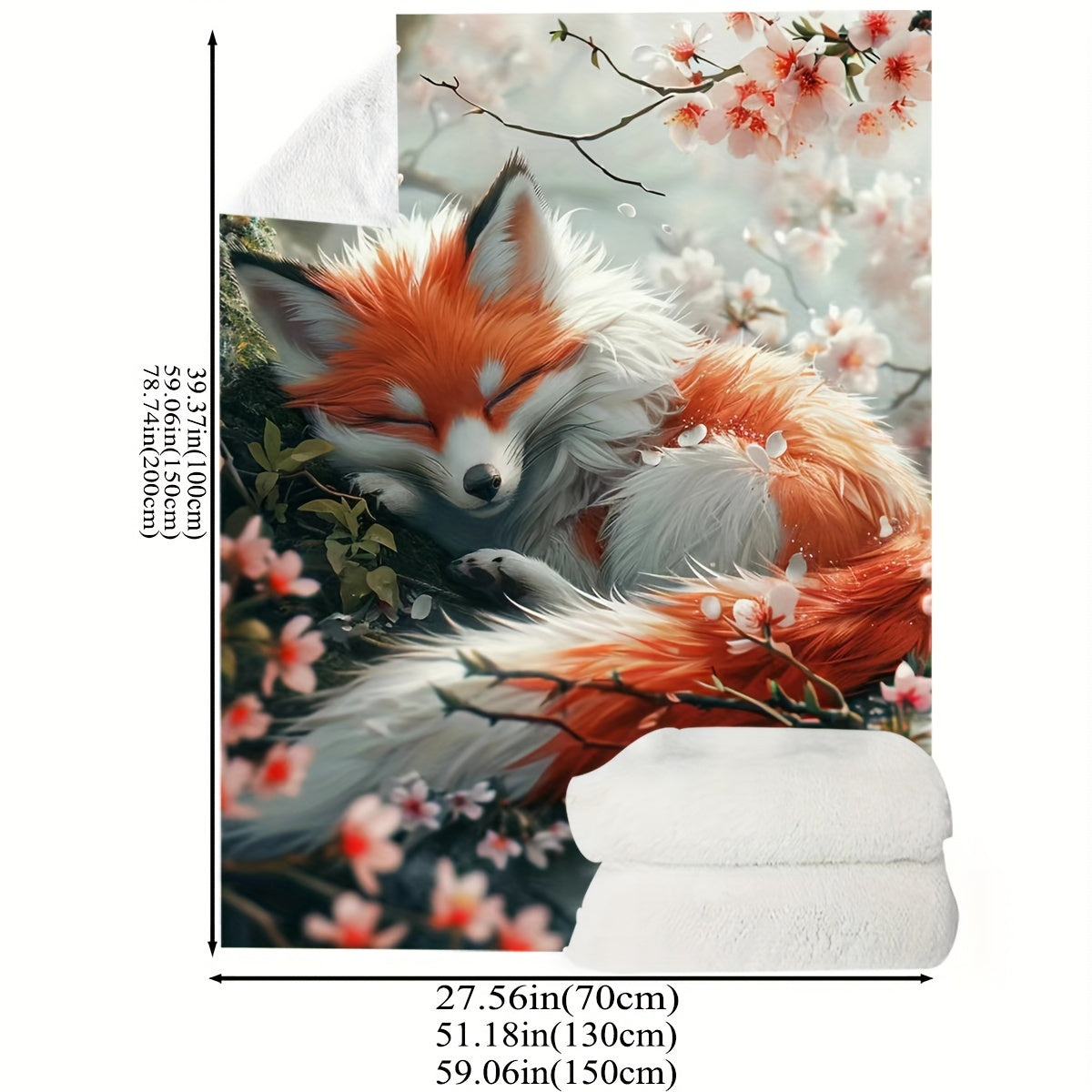 Soft Fox Print Flannel Throw Blanket Hypoallergenic All-Season Couch Bed Travel