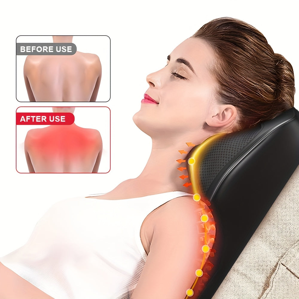 3D Kneading Massage Pillow with Heat USB Rechargeable Polyester Back Neck Shoulder Leg Massager Family Grade