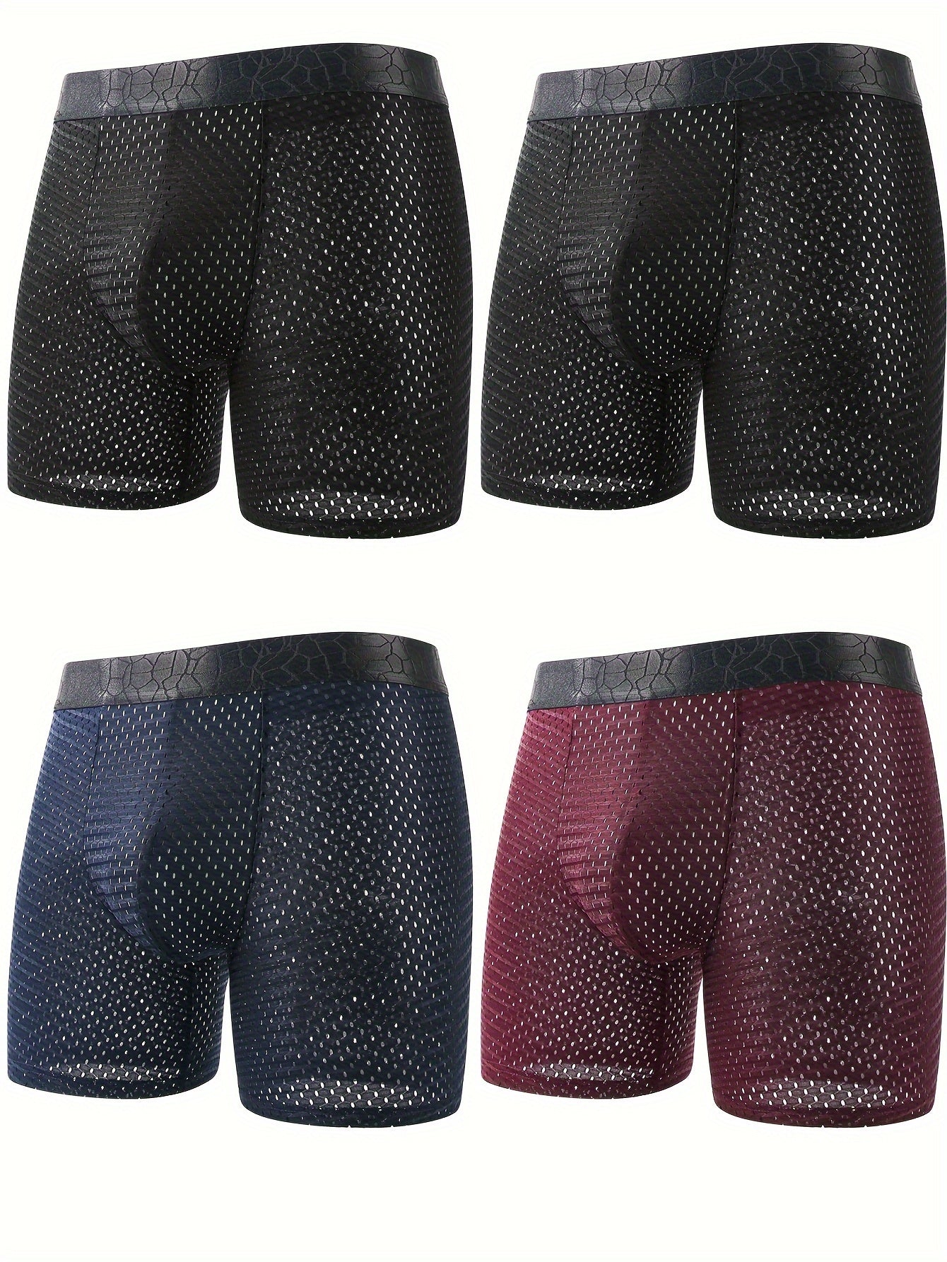 Men's Breathable Mesh Underwear Set with Extended Trouser Legs and Flat Seams