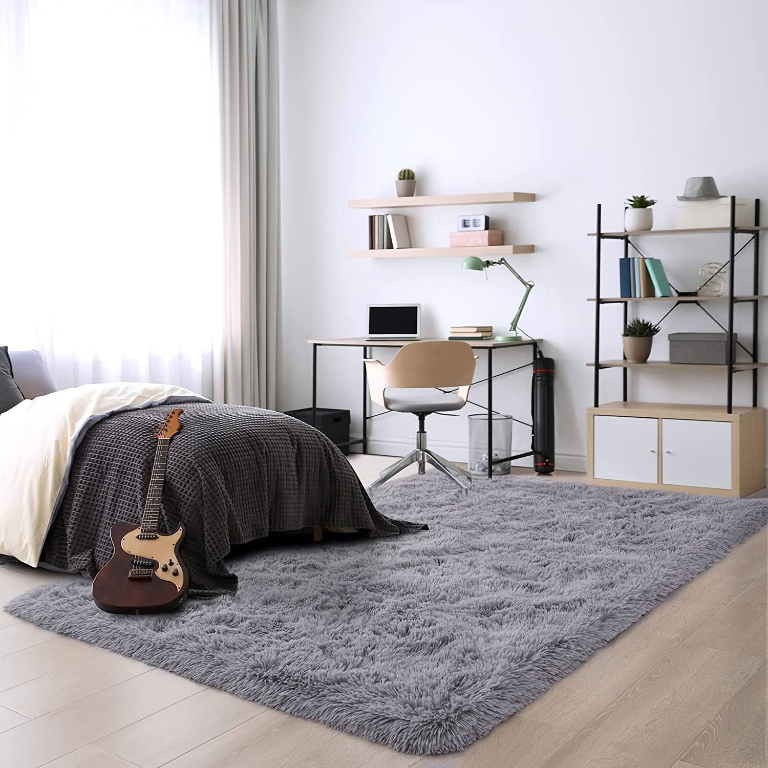 Green Fluffy Shag Rug for Bedroom Living Room Nursery 3x5 Feet