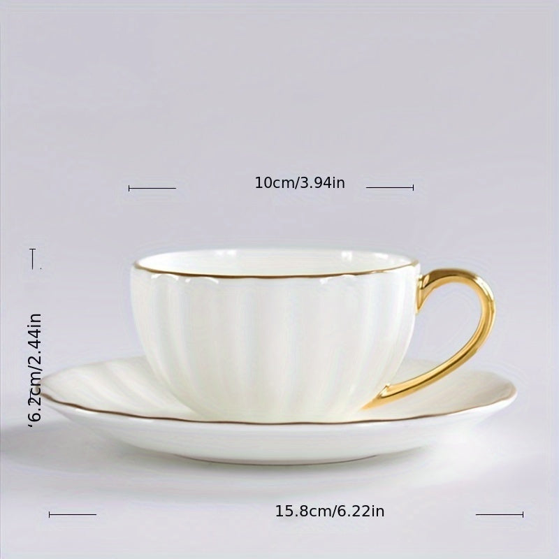 Oyoq bilan qoplangan oltin chekka bilan xomashyo qahva to'plami, pastel ranglar, yaltirashli yakun, idishlarni yuvish mashinasiga mos, uy yoki bayram uchun