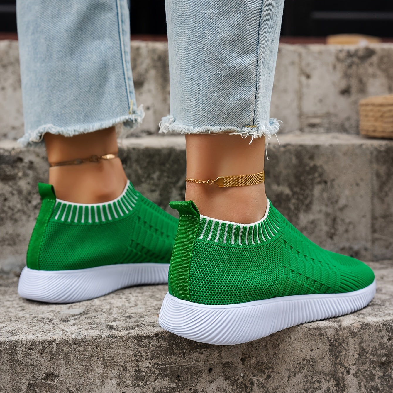 Women's Breathable Knit Flats Casual Mary Jane Shoes with EVA Sole Brown