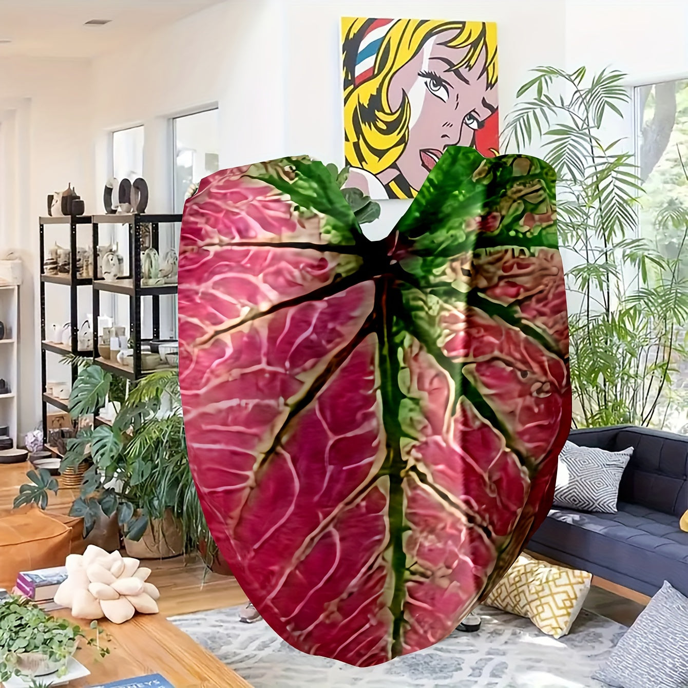 1 шт. плед из фланели в форме листа с креативным дизайном с принтом жилок листа. Этот уютный и мягкий плед идеально подходит для диванов, кроватей, кемпинга и путешествий. Это универсальный, всесезонный плед, который станет отличным подарком для взрослых.