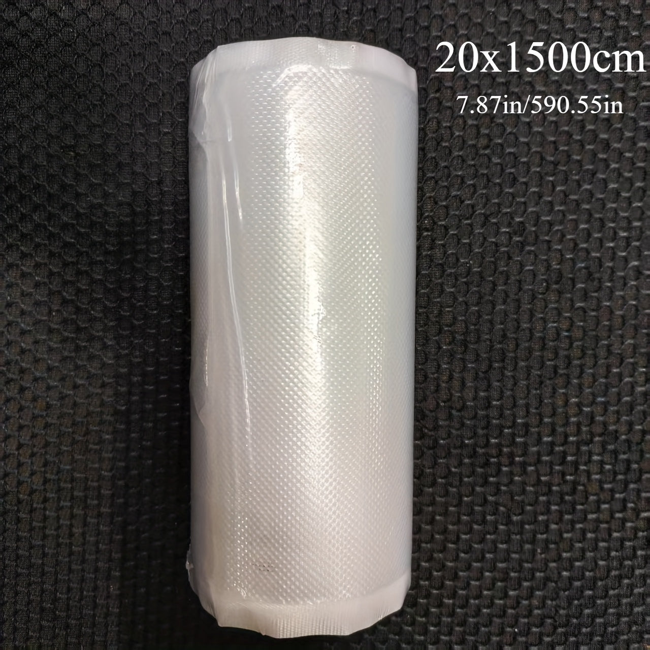 PE+PA materialidan tayyorlangan 1500cm (590.55in) qo'shimcha uzunlikdagi oziq-ovqat paketlash sumkasi ruloni. Baliq, losos, go'sht, meva va sabzavotni vakuumli yopishtirish uchun ideal, oshxona saqlash va yangi holatini saqlash uchun optimal.