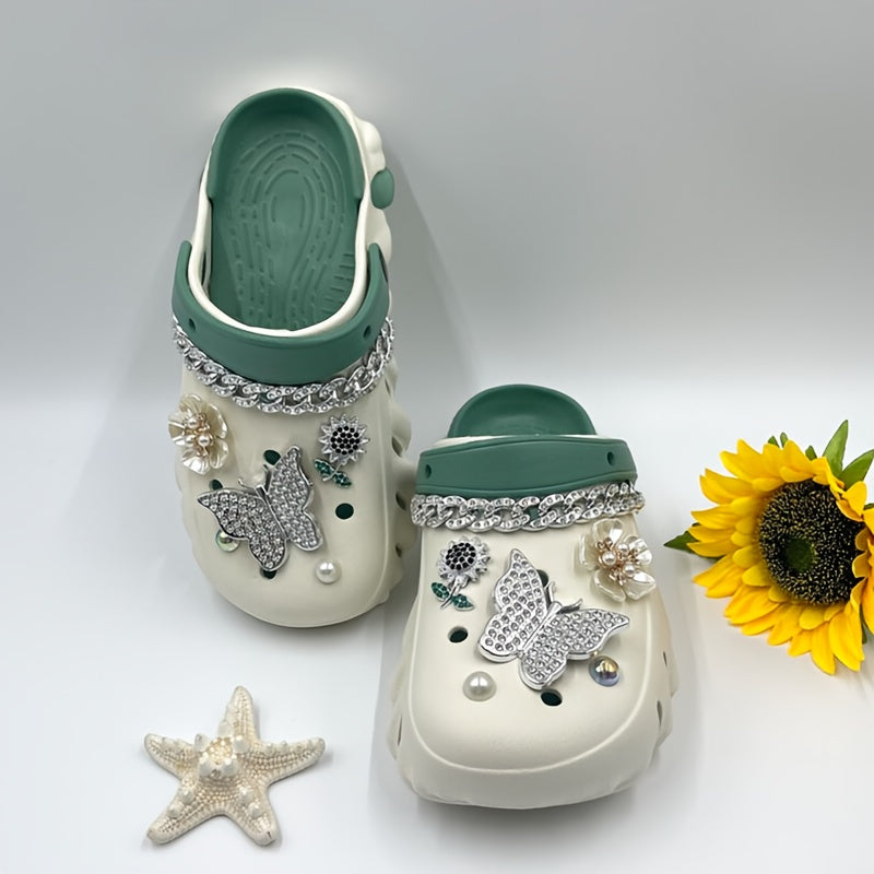 Women's Breathable EVA Sandals with Butterfly Chain Detail, Adjustable Straps