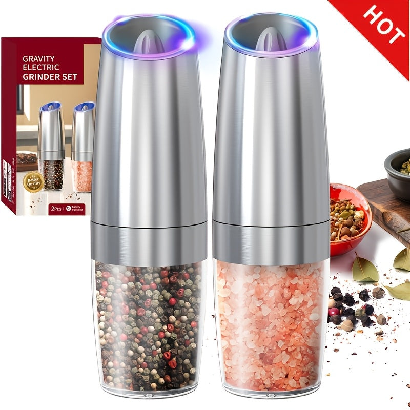 1/2 pcs Electric Pepper Salt Grinder Gravity Sensor Coarse Adjustable One-Handed Battery