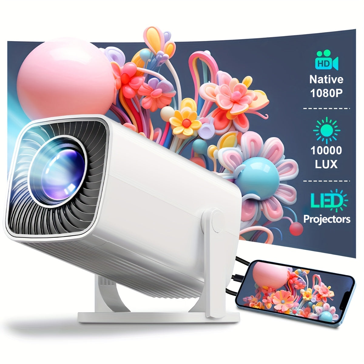 Mini Portable HD Projector for Home Theater and Office Use