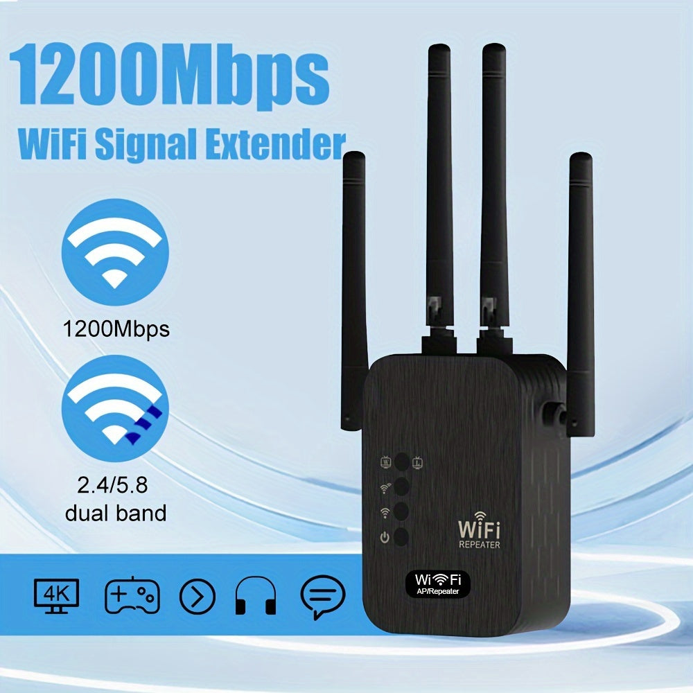 2024 WiFi Booster Dual Band 1200Mbps 8500 Sq Ft Coverage Supports 35 Devices with 4 Modes