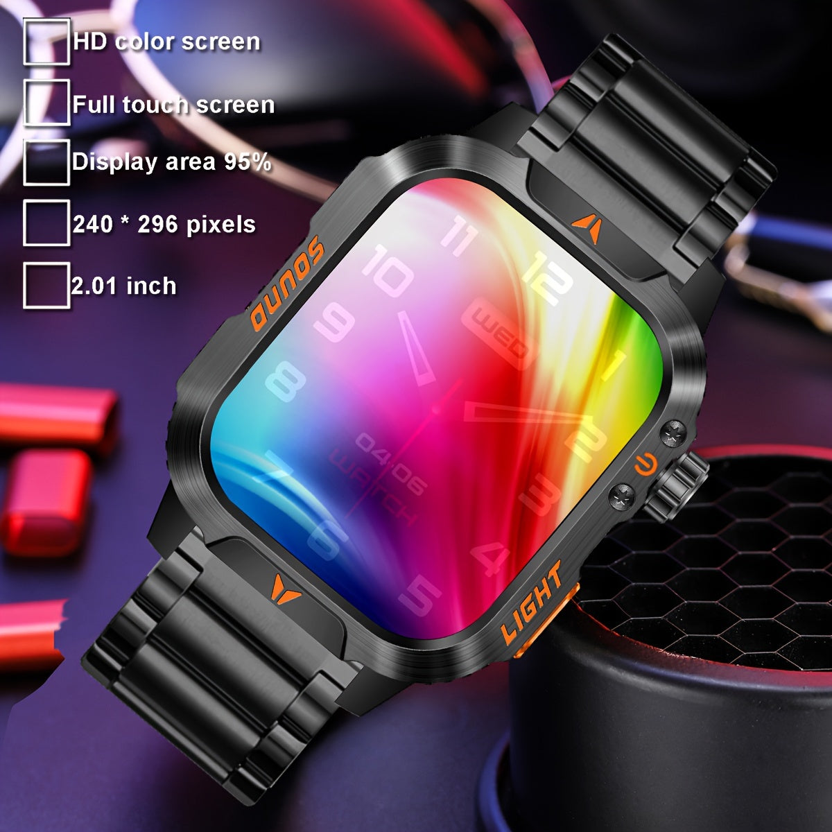 Men's Smartwatch HD Touch Screen LED Flashlight 100+ Sports Modes Pedometer Calorie Tracker