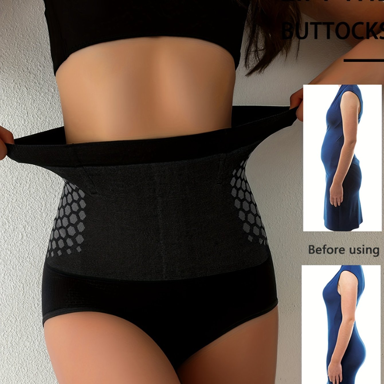 Ropa interior moldeadora de cintura alta negra para mujer, de nylon y spandex, control de abdomen, sin costuras