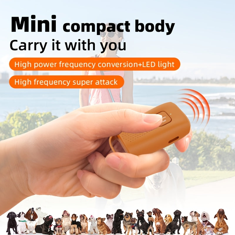 Portable USB Rechargeable Dog Repeller with Soundwave Technology and LED Light for Training and Anti-Barking