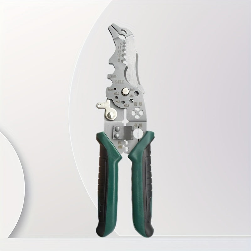 Industrial Grade Wire Stripper Stainless Steel Multi-Function Tool for Cutting Crimping and Stripping Wire