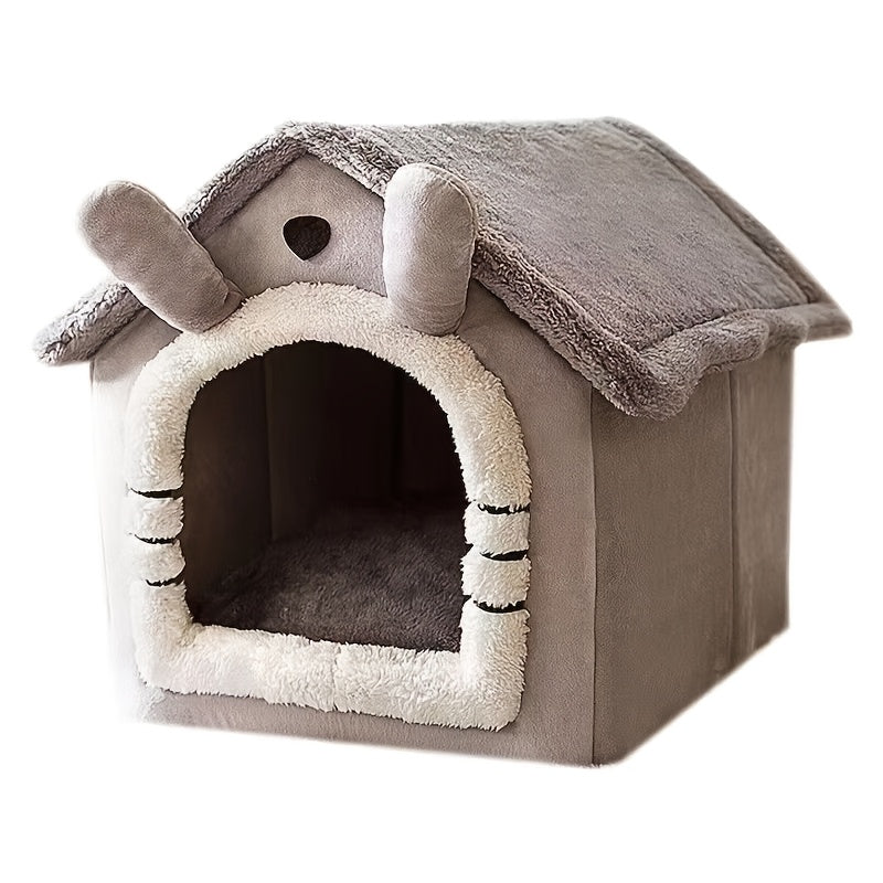 Pet House for Cats and Dogs with Washable Winter Bed Soft Polyester Classic Style