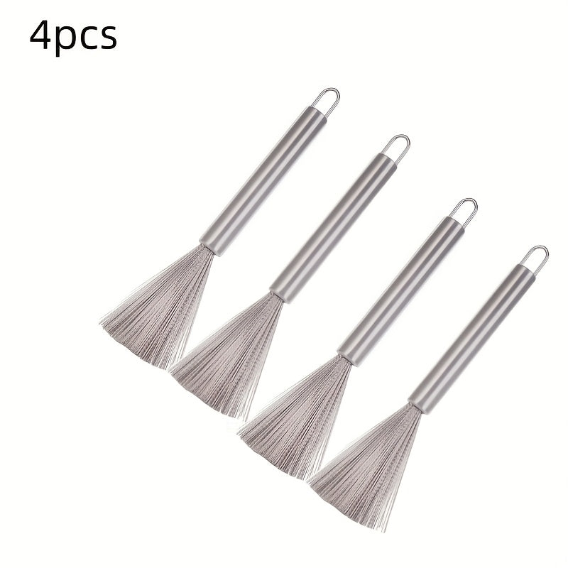 Set of 4 Stainless Steel Pot Brushes with Extended Handle for Pans and Sinks