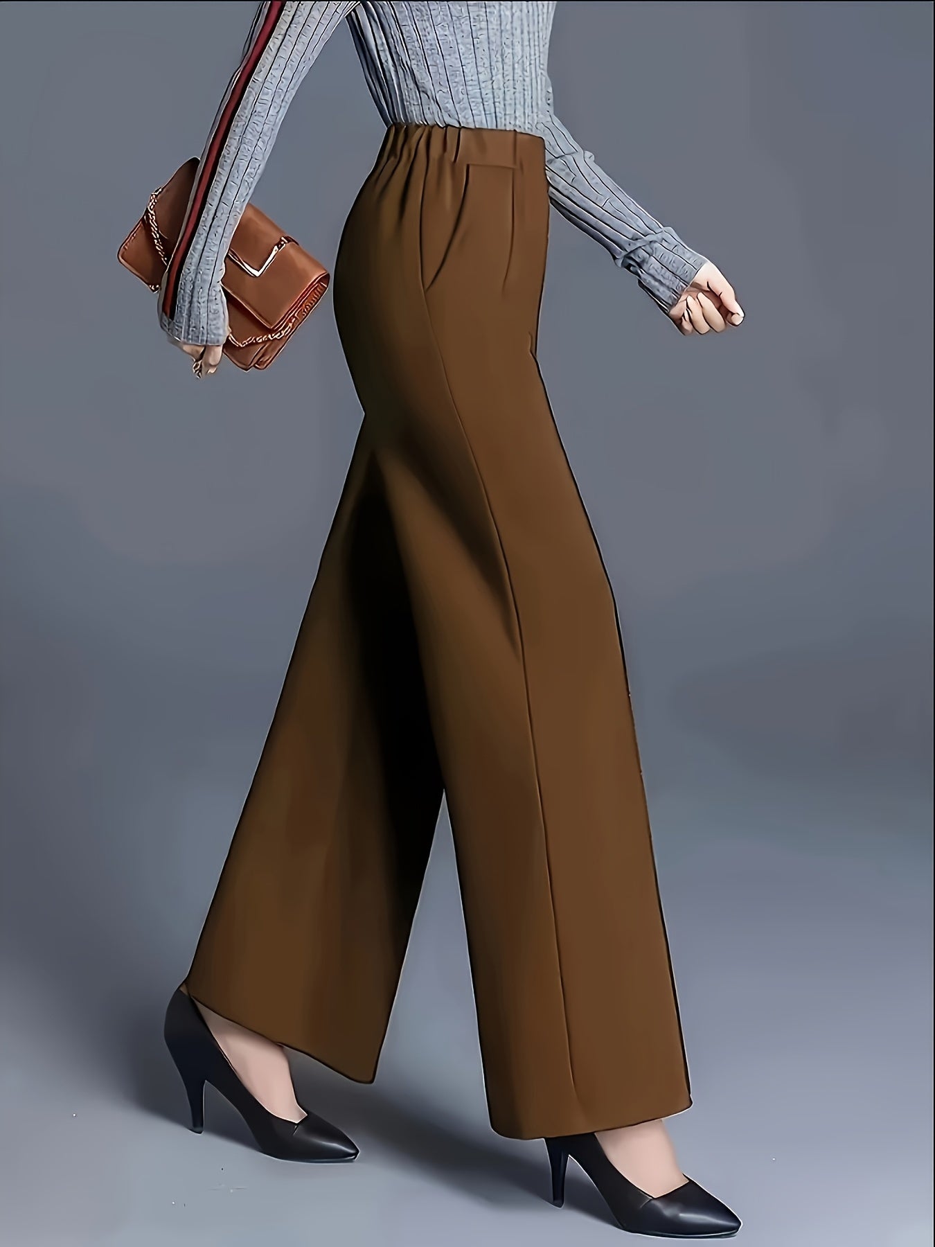 Women's High-Waisted Straight-Leg Pants Casual Trousers All-Season Comfortable