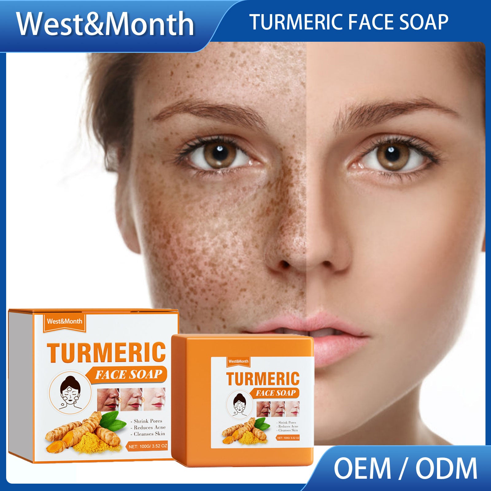 Turmeric Face Cleansing Soap for Soft Skin and Spot Repair Facial Wash