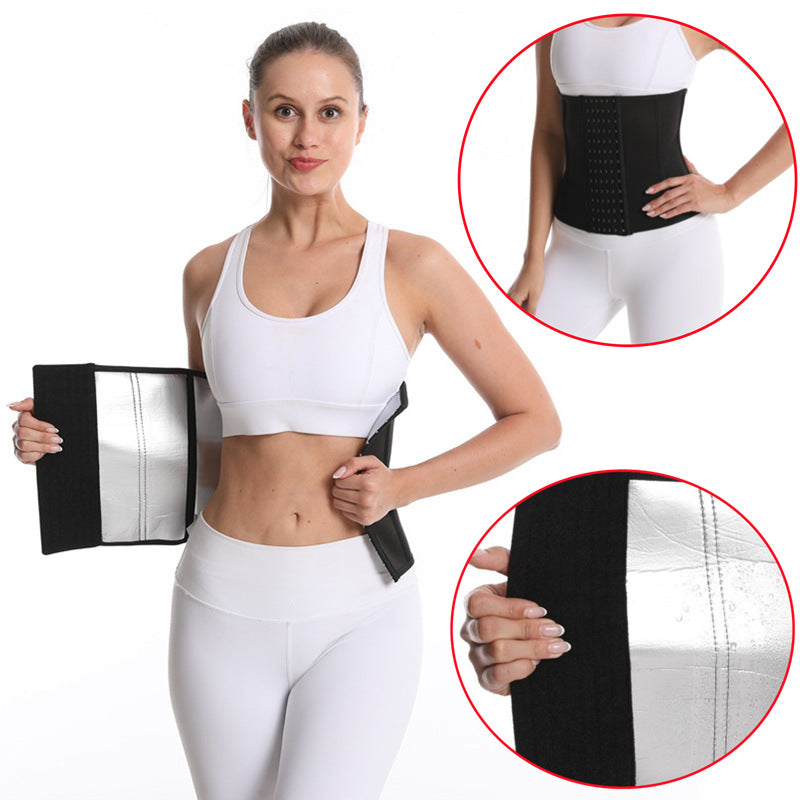 "Пояс для фитнеса Amazon Women's Yoga Plastic Waist с серебряными ионами, шестиразовым пряжкой, потоотводящий пояс для талии"