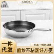Non-Stick Stainless Steel Frying Pan with Honeycomb Design 3-Layer Less Smoke Cooking Pan