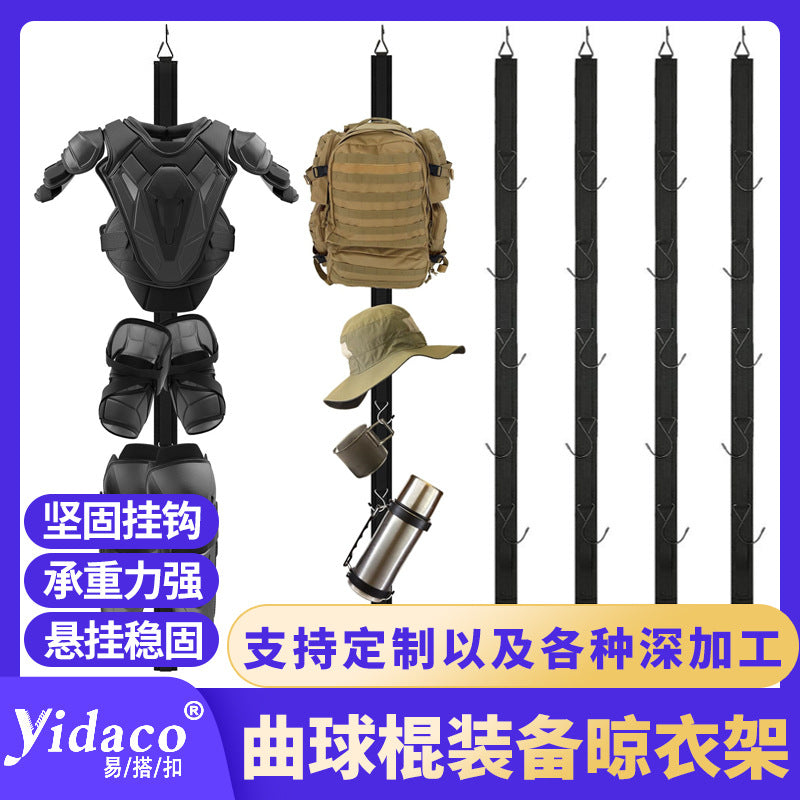 Hockey Equipment Storage Rack with Hanging Drying Organizer for Indoor Use