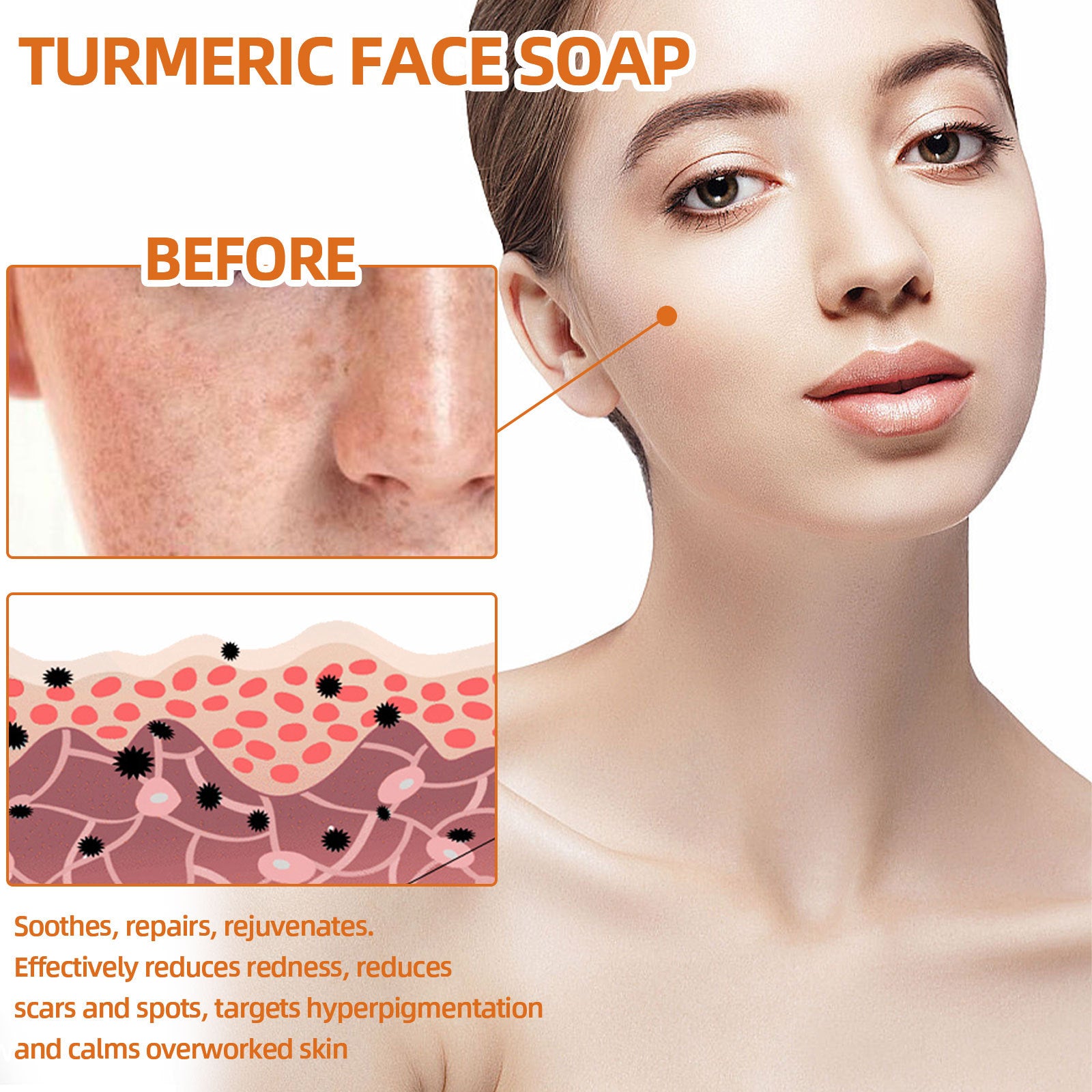 Turmeric Face Cleansing Soap for Soft Skin and Spot Repair Facial Wash