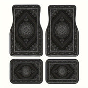 Universal Car Floor Mats Black and White Floral Print All-Season Non-Slip Set