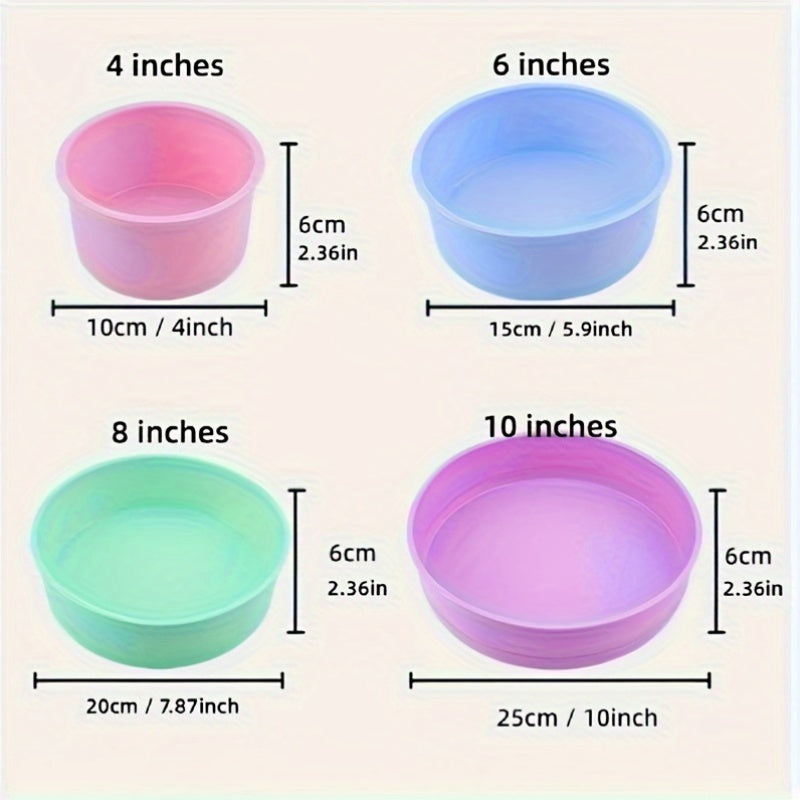 Round Food-Grade Silicone Cake Molds Set 4 6 8 10 Inch Baking Tools