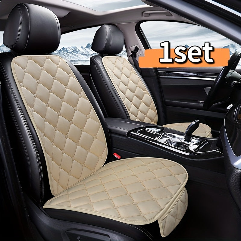 Set of 2 Plush Car Seat Cushion Covers Oval Shape Universal Fit for Front Seat Bottom and Backrest