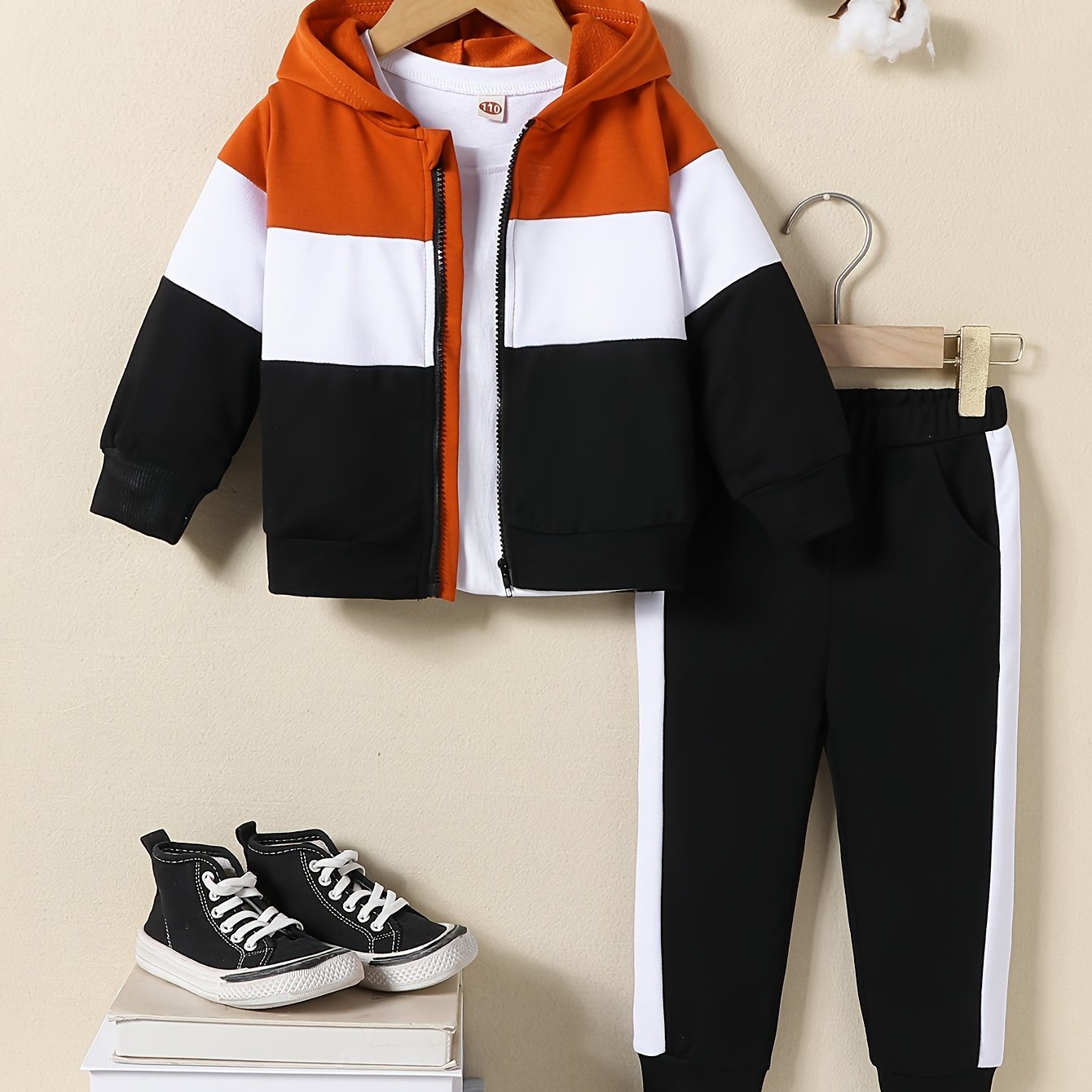 Boys Hoodie and Pants Set with Colorful Design Polyester Cotton Fall Winter Casual