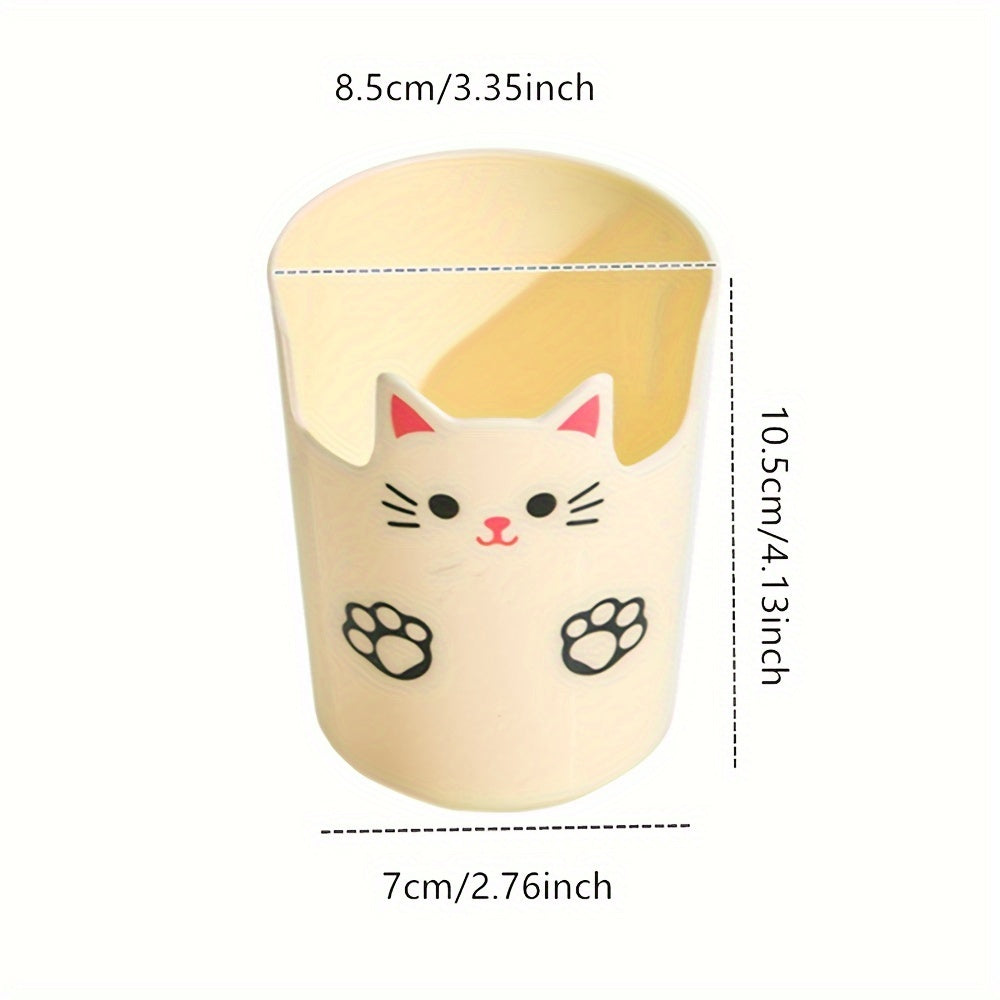 Cute Cat Design Pen Holder and Makeup Brush Storage Desktop Organizer