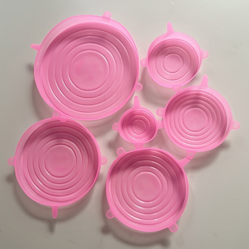 Set of 6 Reusable Silicone Stretch Lids for Bowls Plates and Pots