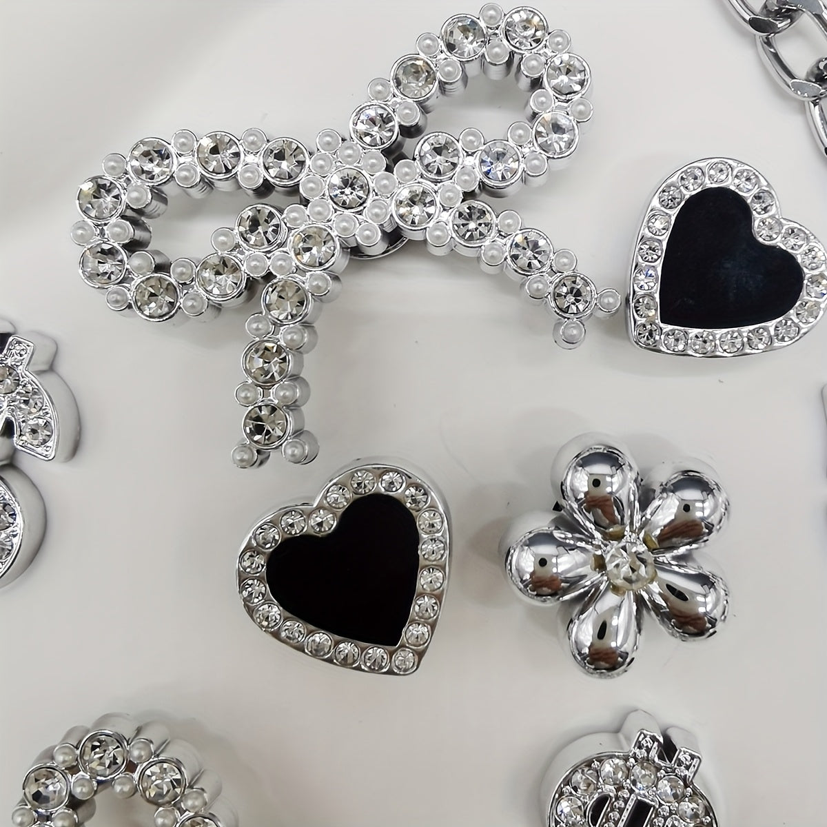 Women Shoe Charms 16Pcs Heart Bling Rhinestone Shoe Clips Decorations