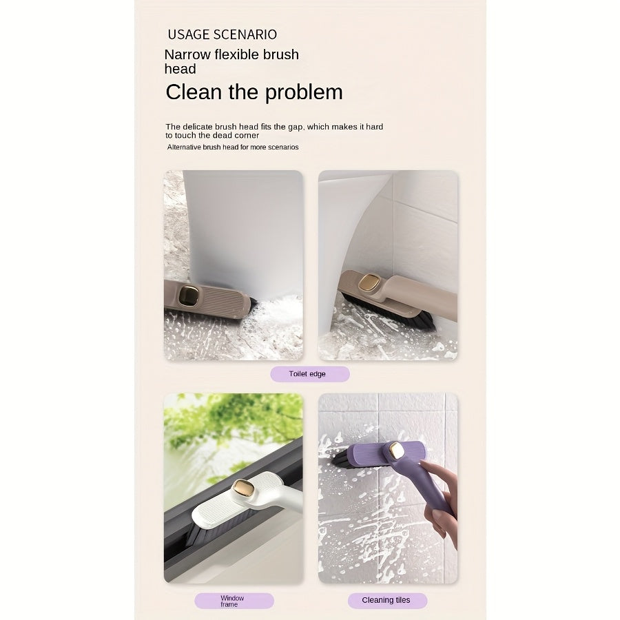 Cepillo de limpieza de baldosas 3 en 1 con cabezal giratorio, estropajo reutilizable para baño y cocina