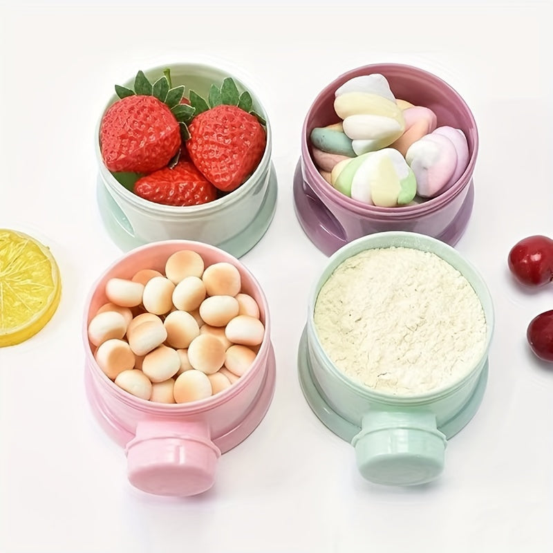 Caja de almacenamiento para snacks con diseño de oso de dibujos animados, de cuatro capas, reutilizable