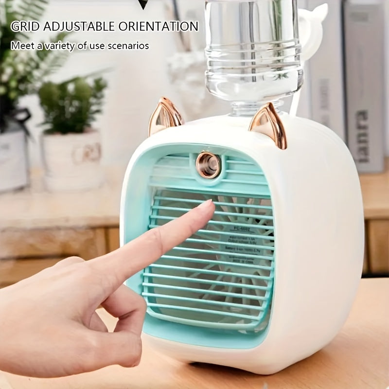 Mini USB Rechargeable Air Conditioner Fan with Water Cooling and Humidifier