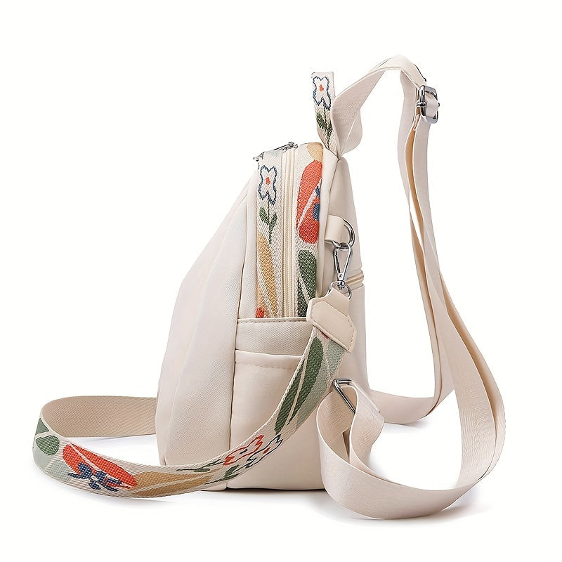 Women's Small Solid Color Backpack Oxford Fabric Casual Daypack Black White