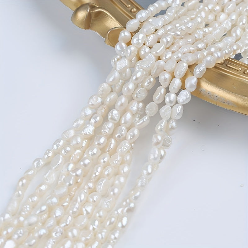White Freshwater Pearl Beads Loose Strand for Jewelry Making 36cm