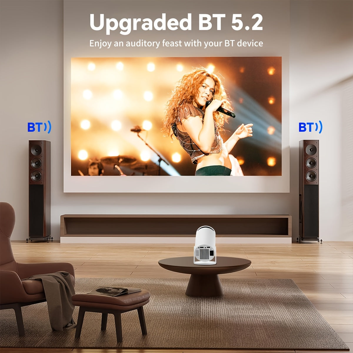 Ultra-Bright Mini Projector 4K/1080P Support Wireless Portable For Smartphones