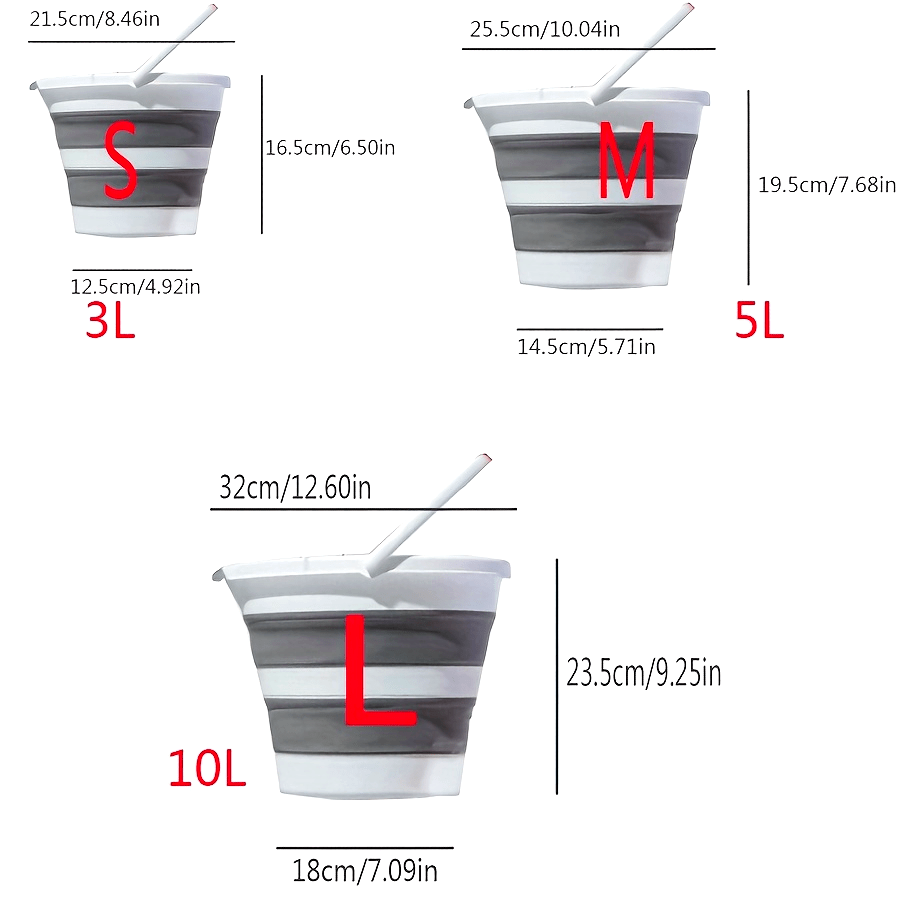 Cubo de lavado de coches plegable multiusos con asas, que ahorra espacio, 10L