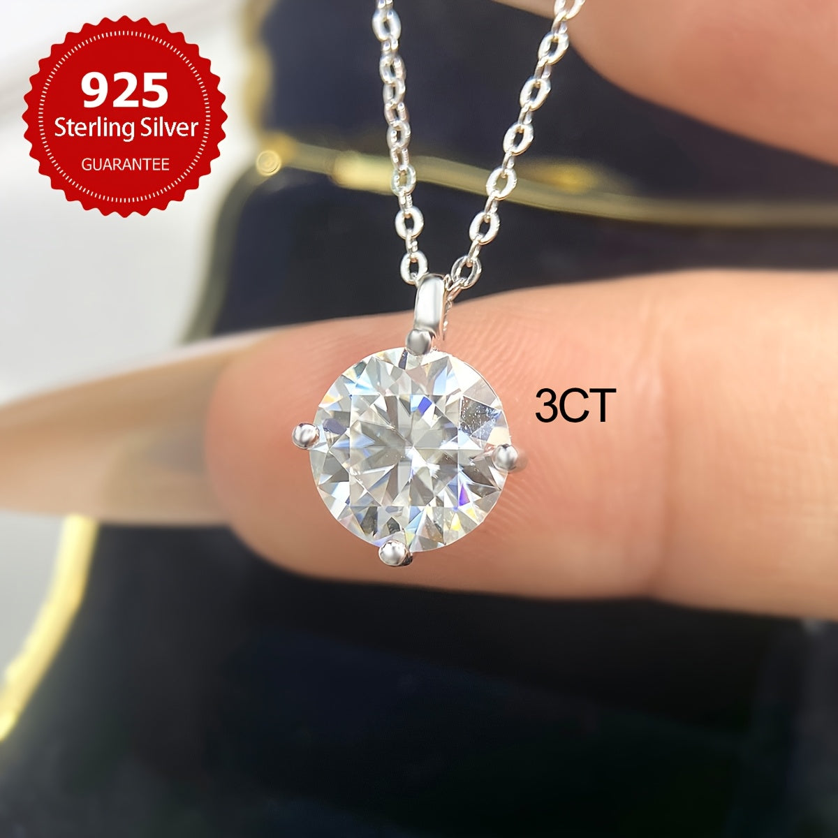 Sterling Silver Diamond Pendant Necklace 1/2/3 Carat Wedding Gift Jewelry