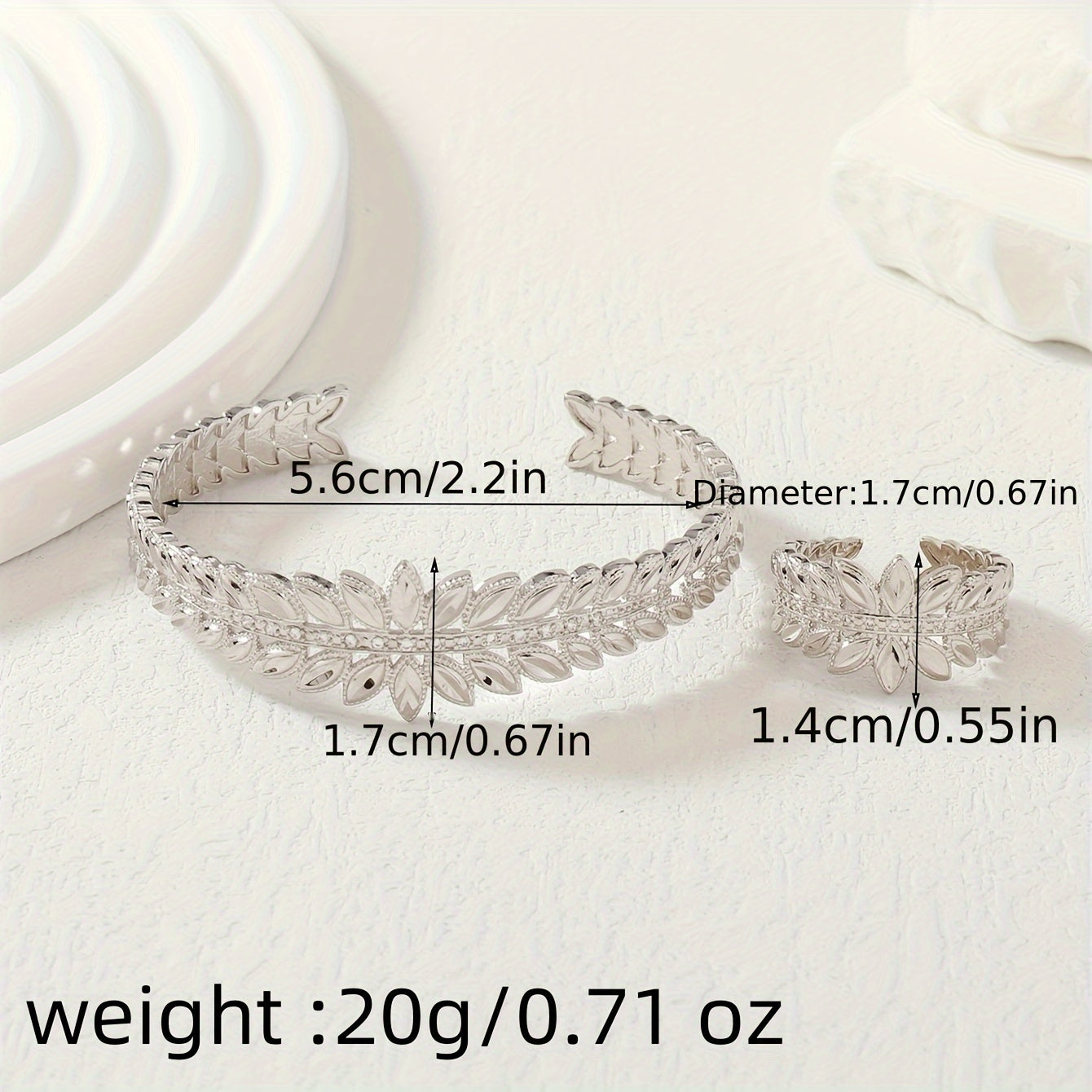 Luxury Bronze Wheat Ear Jewelry Set with Zirconia and Sparkling Cuff Accessory