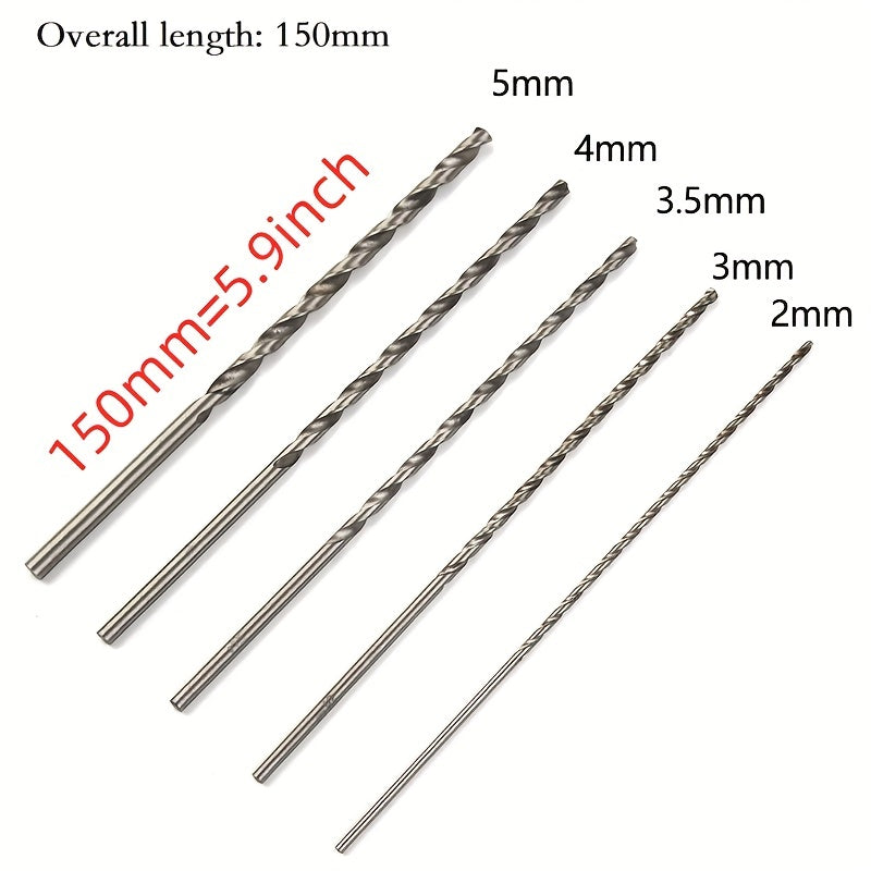 5pcs HSS Twist Drill Bit Set 2-5mm High Speed Steel Woodworking Tools