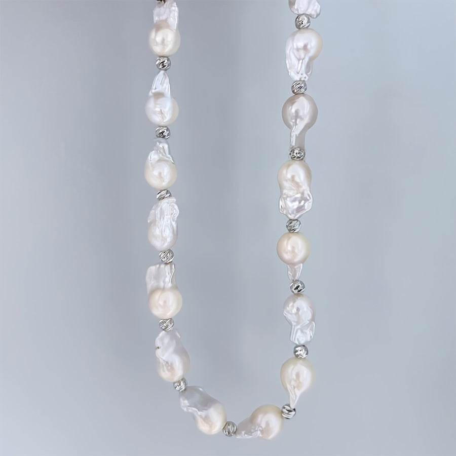 Handmade Freshwater Baroque Pearl Necklace for Weddings and Special Occasions 14-18mm Natural Pearls