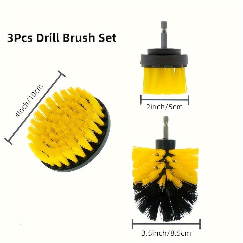 Set of 3 Multi-Surface Cleaning Brushes for Floors Grout Tiles and Car Detailing